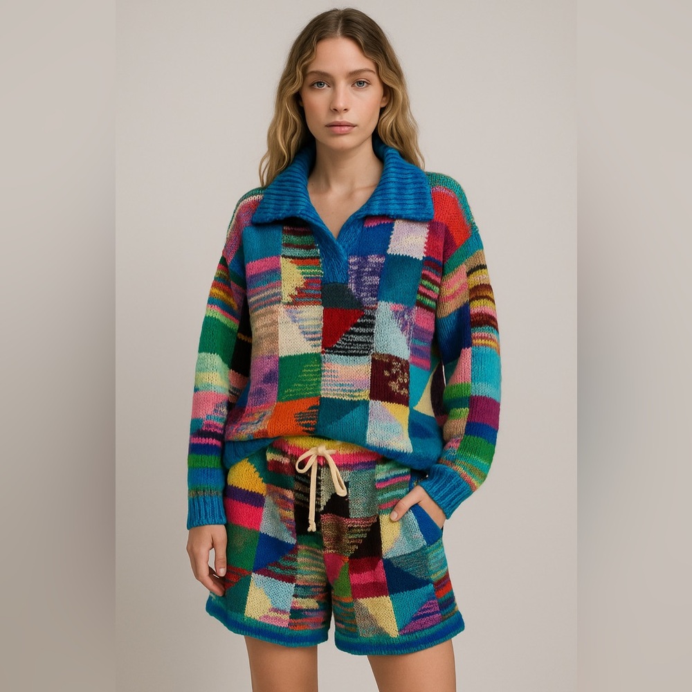 Colorful Patchwork Sweater for Women